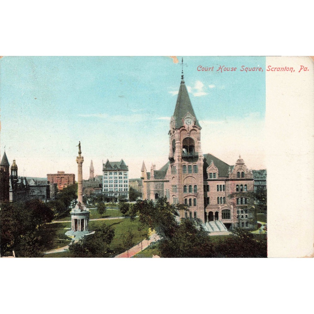 Scranton Pennsylvania PA Court House Square Courthouse Antique Postcard c1908